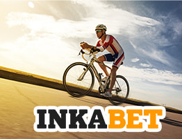 Logotipo de la casa de apuestas Inkabet y un ciclista de fondo.