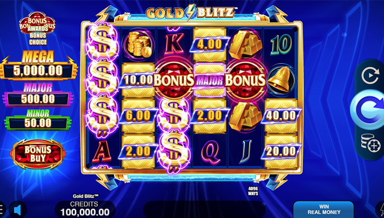 Tablero de la slot Gold Blitz al jugar en un casino online.