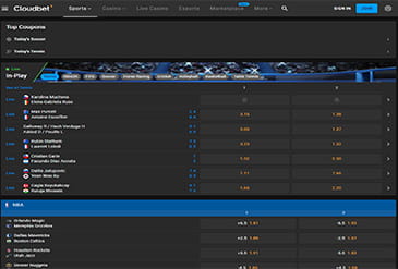 La página princial de apuestas deportivas en Cloudbet