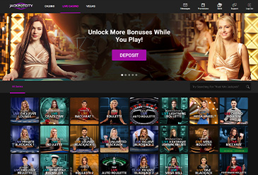 Página del catálogo de juegos de JackpotCity