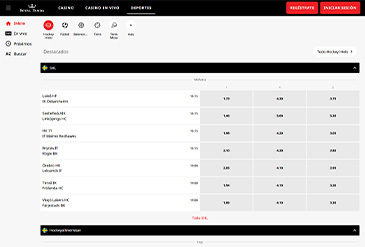 Página principal de apuestas deportivas de Royal Panda