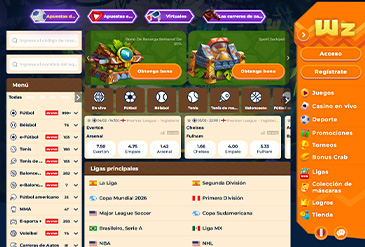 Sección de apuestas deportivas de Wazamba