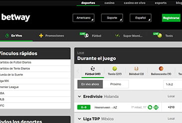 Página principal de la sección de apuestas deportivas en reseña Betway