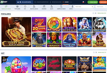 Oferta de juegos de casino en 20bet en Panamá