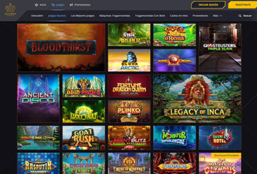 Página principal del casino online de 21Casino Panamá