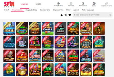 La oferta de slots en Spin Casino