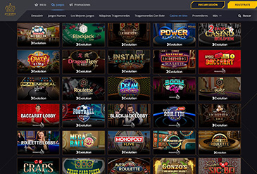 Página de la sección de tragamonedas de 21Casino Panamá