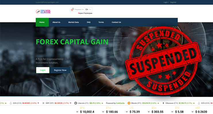 Página principal de Forex Capital Gain con opiniones fiables.