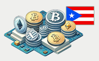 Mejores casinos online con criptomonedas de Puerto Rico junto a su bandera.