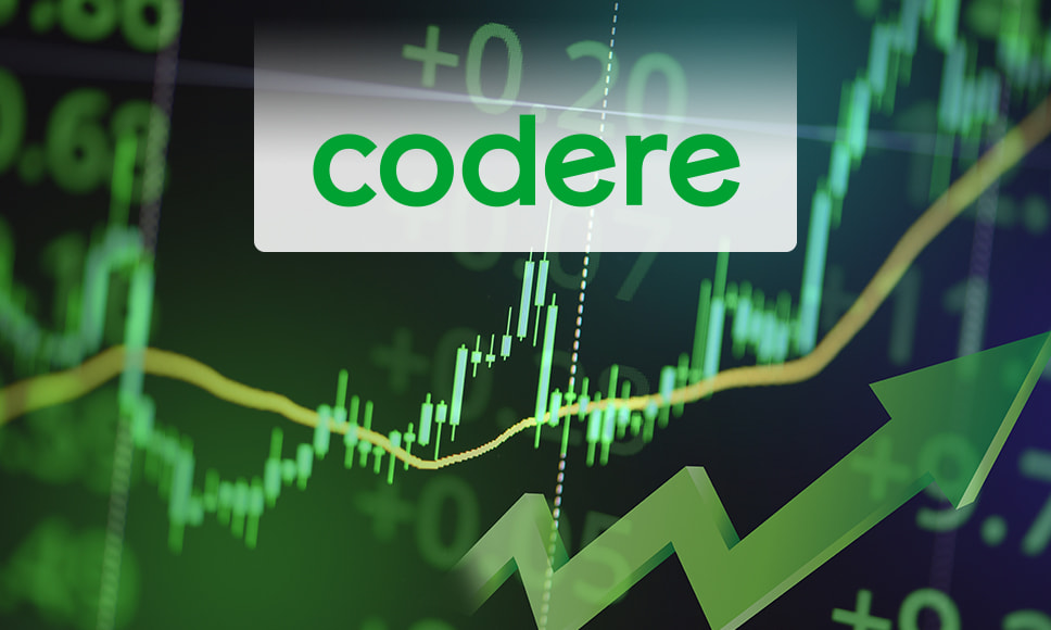 Gráfico de finanzas y logo de Codere.