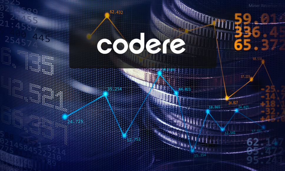 Gráficos, monedas y logo de Codere.