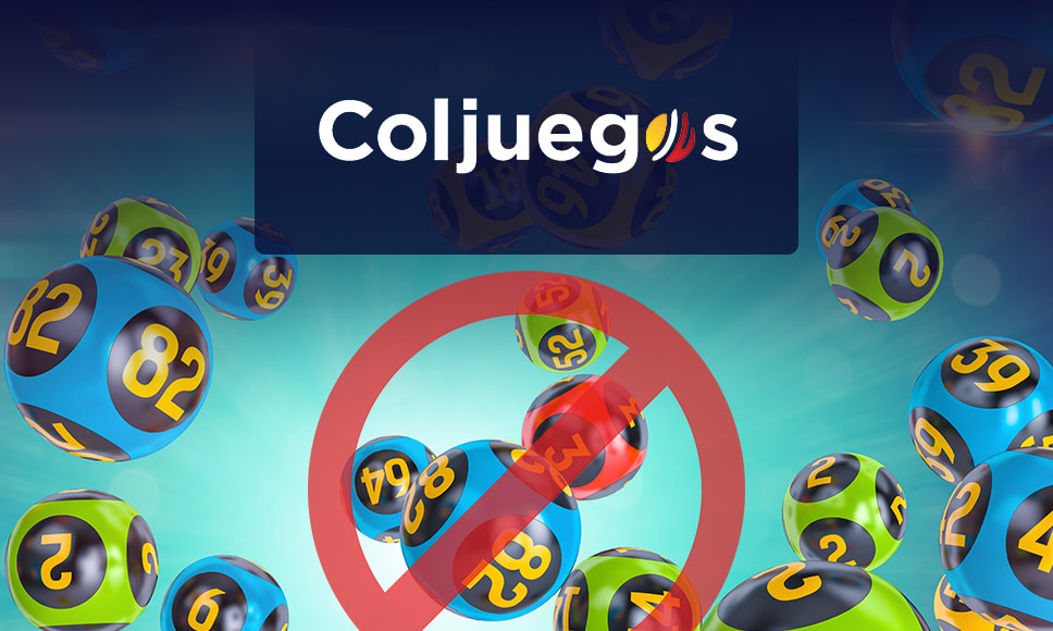 Logo de Coljuegos, bolas de bingo y signo de prohibición.