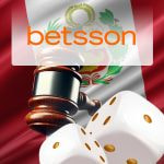 Logo de Betsson con el escudo de Perú y símbolos de juego.