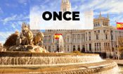 Plaza de la Cibeles en Madrid y logo de la ONCE.