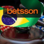 Logo de Betsson con la bandera de Brasil y símbolos del juego.