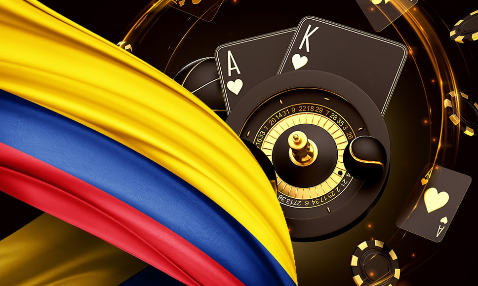 Bandera colombiana con juegos de casino.