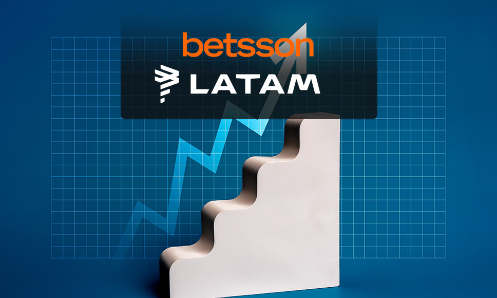 Gráfica de crecimiento y logo del casino online Betsson.