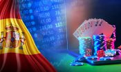 Bandera de España y juegos de casino online.