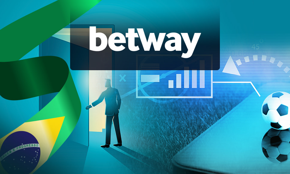 Hombre saliendo por una puerta con la bandera de Brasil y el logo de Betway.