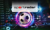 Logo de Sportradar y balón de fútbol en un entorno digital.