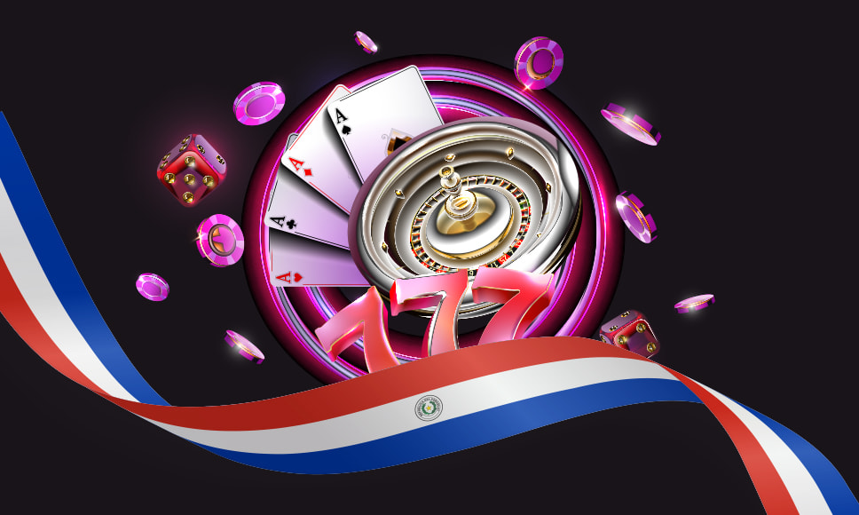 Bandera paraguaya y juegos de casino.