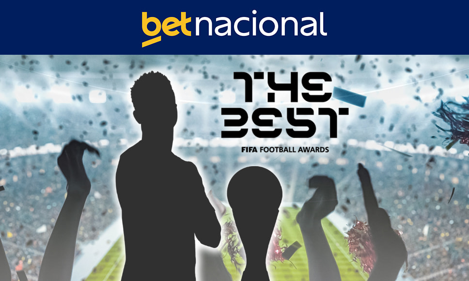 Logo de Betnacional y premios The Best con la silueta del jugador Vinicius Jr.