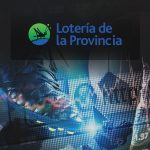 Trasfondo digital con deportes y el logo de la Lotería de la Provincia de Buenos Aires.